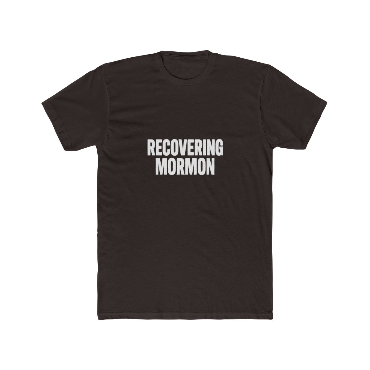 Black T Shirt with white text that reads "RECOVERING MORMON" - alternate angle 3, merchandise