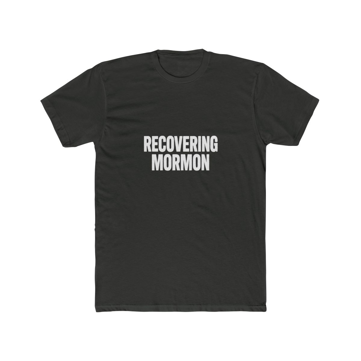 Black T Shirt with white text that reads "RECOVERING MORMON" - alternate angle 5, merchandise