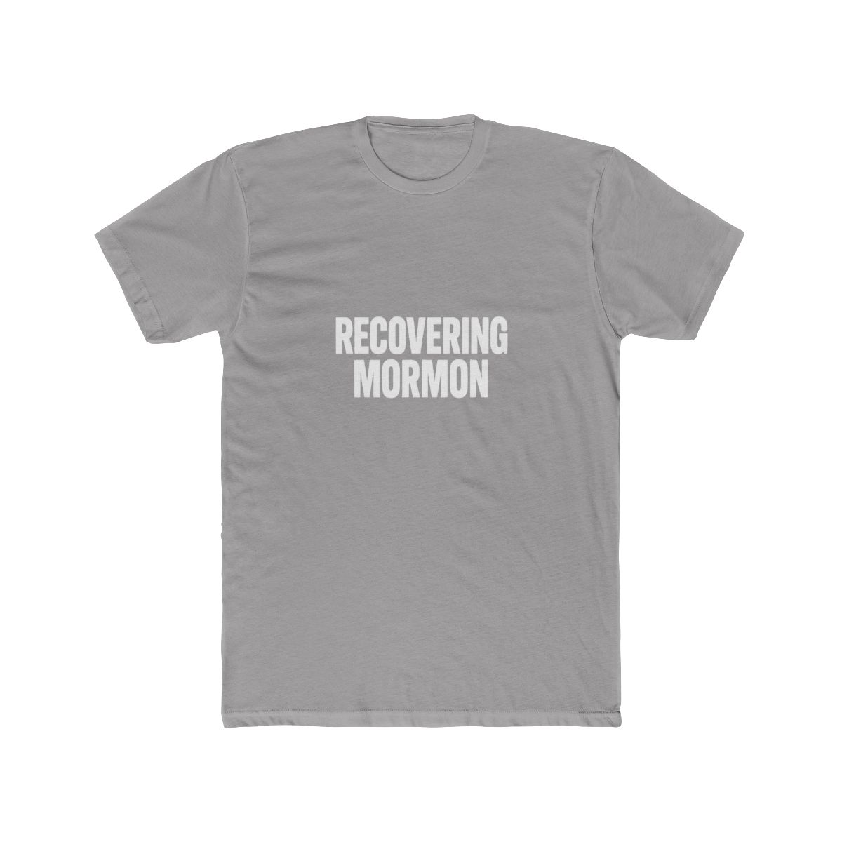Black T Shirt with white text that reads "RECOVERING MORMON" - alternate angle 2, merchandise