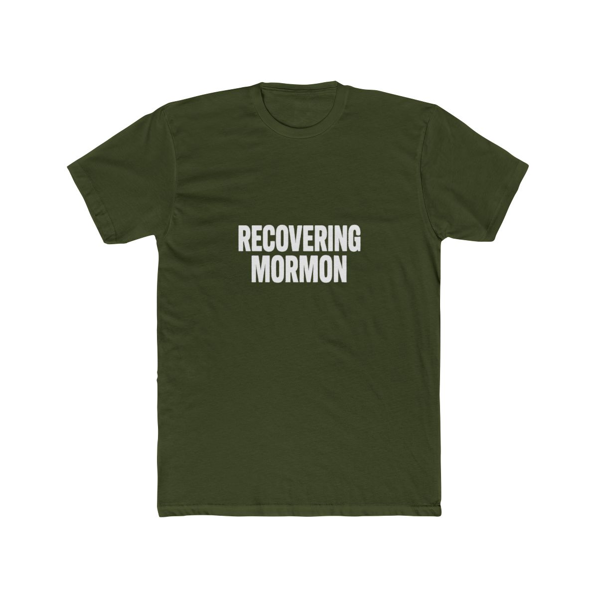 Black T Shirt with white text that reads "RECOVERING MORMON" - alternate angle 5, merchandise